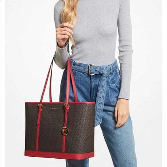 MICHAEL KORS
Jet Set Travel Large Logo Tote Bag Flame/ Brown signature c… - Picture 2 of 15